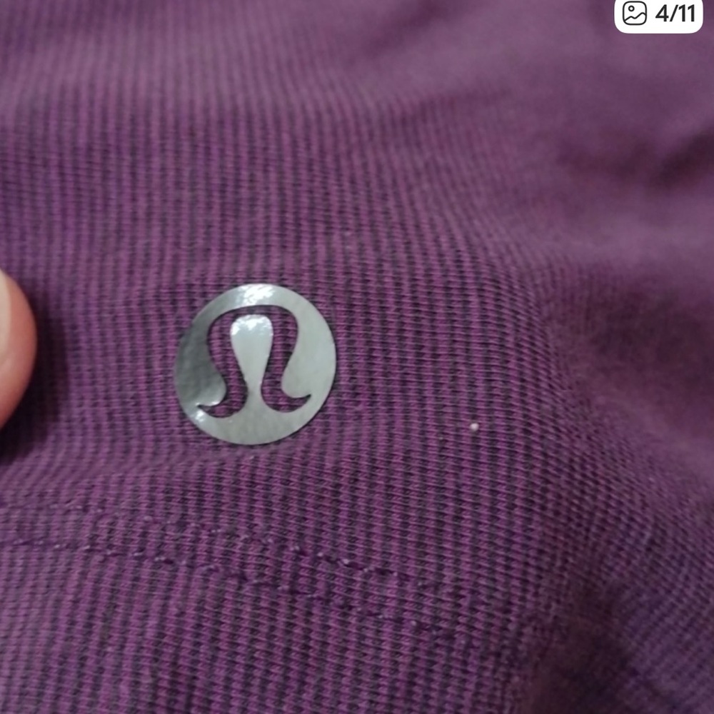 Lululemon Let Be Short Sleeve Tee in Wee Stripe Tender Violet Black Size 6 - Picture 6 of 9